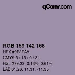 Color code: RGB 159 142 168 | qconv.com