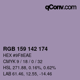 颜色代码: RGB 159 142 174 | qconv.com