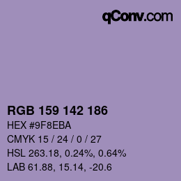 Color code: RGB 159 142 186 | qconv.com