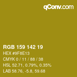 カラーコード: RGB 159 142 19 | qconv.com