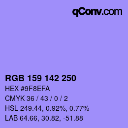 Color code: RGB 159 142 250 | qconv.com