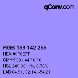 カラーコード: RGB 159 142 255 | qconv.com
