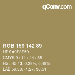 Color code: RGB 159 142 89 | qconv.com