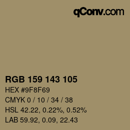 カラーコード: RGB 159 143 105 | qconv.com