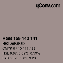 カラーコード: RGB 159 143 141 | qconv.com