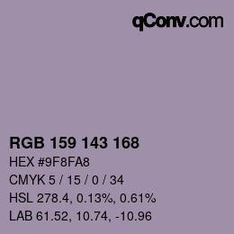 颜色代码: RGB 159 143 168 | qconv.com