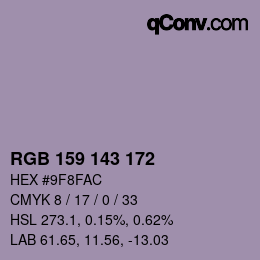 Color code: RGB 159 143 172 | qconv.com