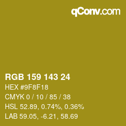 カラーコード: RGB 159 143 24 | qconv.com