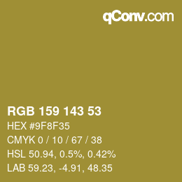 カラーコード: RGB 159 143 53 | qconv.com