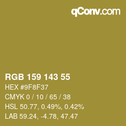 カラーコード: RGB 159 143 55 | qconv.com