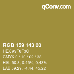 カラーコード: RGB 159 143 60 | qconv.com