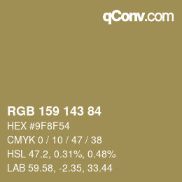 カラーコード: RGB 159 143 84 | qconv.com