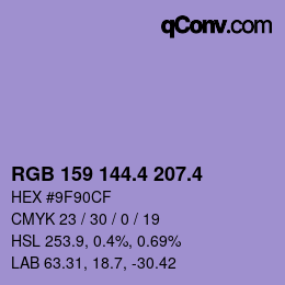 カラーコード: RGB 159 144.4 207.4 | qconv.com