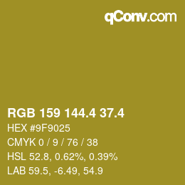 カラーコード: RGB 159 144.4 37.4 | qconv.com