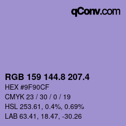 カラーコード: RGB 159 144.8 207.4 | qconv.com