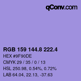 カラーコード: RGB 159 144.8 222.4 | qconv.com