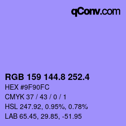 カラーコード: RGB 159 144.8 252.4 | qconv.com