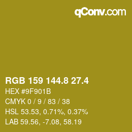 カラーコード: RGB 159 144.8 27.4 | qconv.com