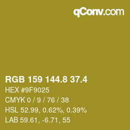 カラーコード: RGB 159 144.8 37.4 | qconv.com