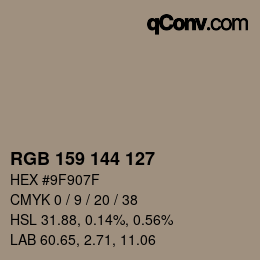 カラーコード: RGB 159 144 127 | qconv.com