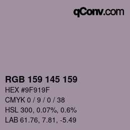 Código de color: RGB 159 145 159 | qconv.com