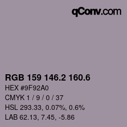 カラーコード: RGB 159 146.2 160.6 | qconv.com