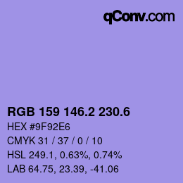 カラーコード: RGB 159 146.2 230.6 | qconv.com