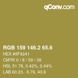 カラーコード: RGB 159 146.2 65.6 | qconv.com