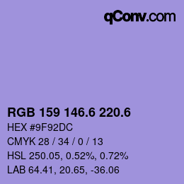 カラーコード: RGB 159 146.6 220.6 | qconv.com
