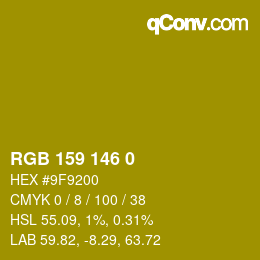 颜色代码: RGB 159 146 0 | qconv.com