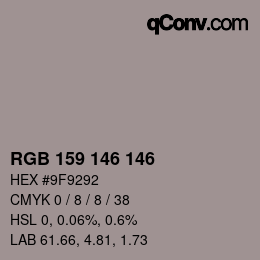 カラーコード: RGB 159 146 146 | qconv.com