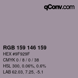Color code: RGB 159 146 159 | qconv.com
