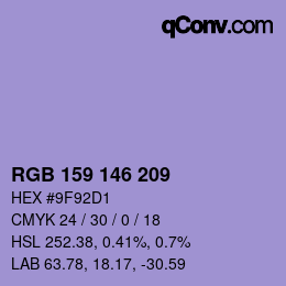 Farbcode: RGB 159 146 209 | qconv.com