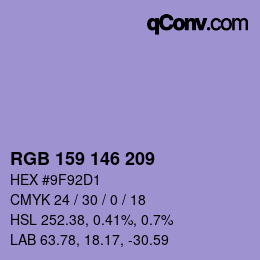 カラーコード: RGB 159 146 209 | qconv.com