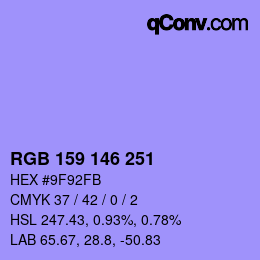カラーコード: RGB 159 146 251 | qconv.com