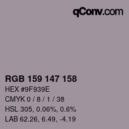 Color code: RGB 159 147 158 | qconv.com