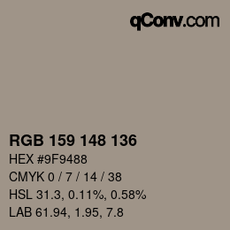 Code couleur: RGB 159 148 136 | qconv.com