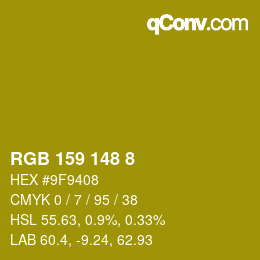 カラーコード: RGB 159 148 8 | qconv.com