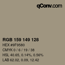 カラーコード: RGB 159 149 128 | qconv.com