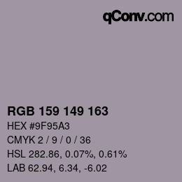 カラーコード: RGB 159 149 163 | qconv.com