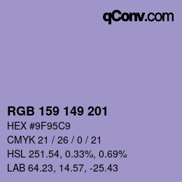 Código de color: RGB 159 149 201 | qconv.com