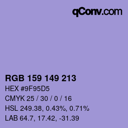 カラーコード: RGB 159 149 213 | qconv.com
