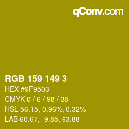 Color code: RGB 159 149 3 | qconv.com
