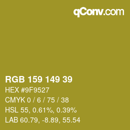 カラーコード: RGB 159 149 39 | qconv.com