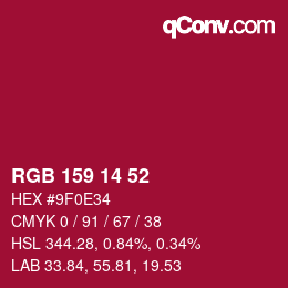 Color code: RGB 159 14 52 | qconv.com