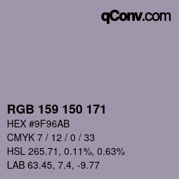 Color code: RGB 159 150 171 | qconv.com