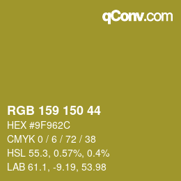Color code: RGB 159 150 44 | qconv.com