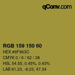 Color code: RGB 159 150 60 | qconv.com