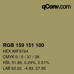 Color code: RGB 159 151 100 | qconv.com