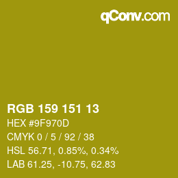 カラーコード: RGB 159 151 13 | qconv.com